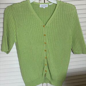 Vintage Half Sleeve Spring Green Cardigan